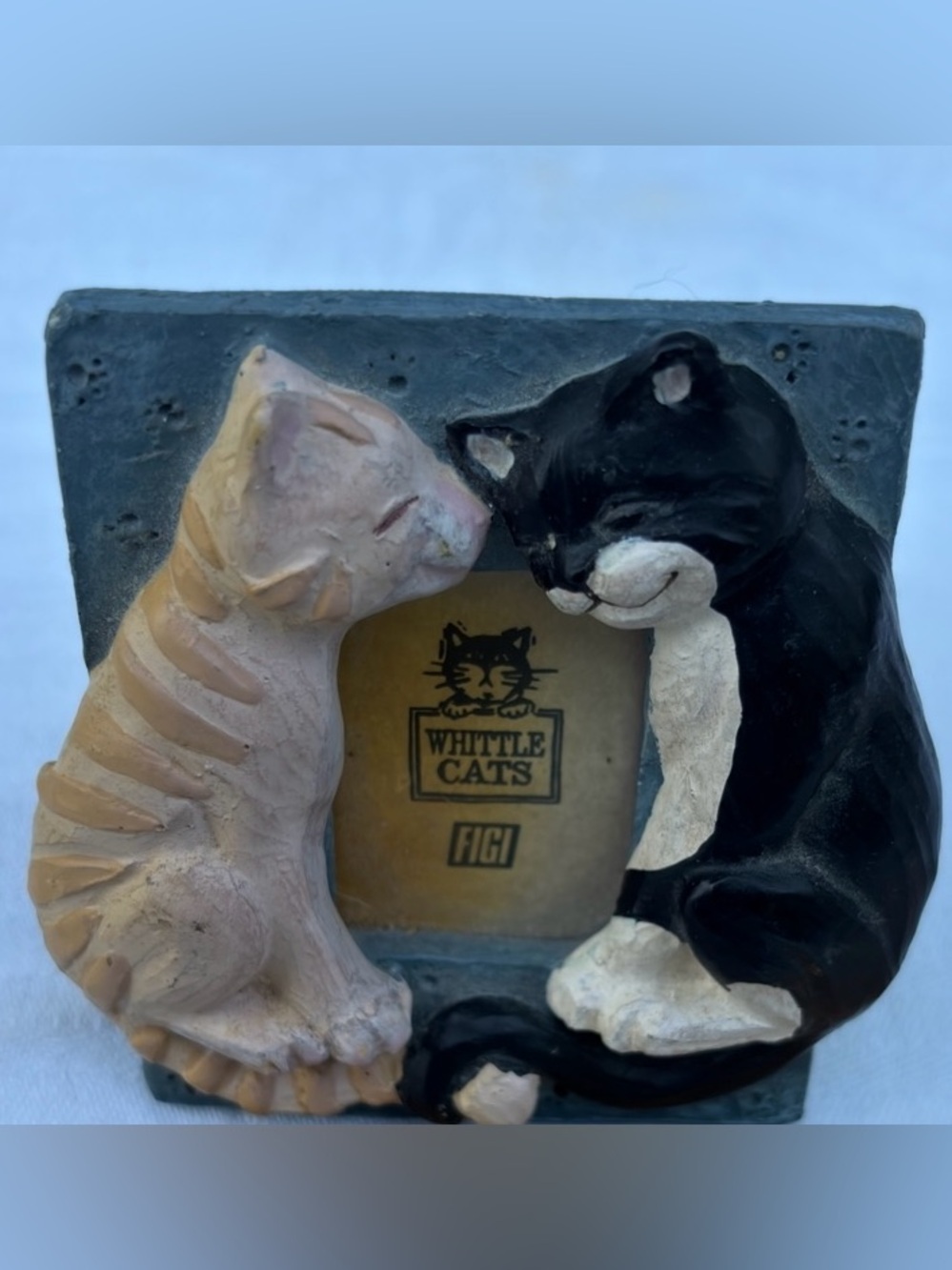 VTG Figi Graphics Whittle Cats Resin Photo Frame Kittens Orange Tuxedo